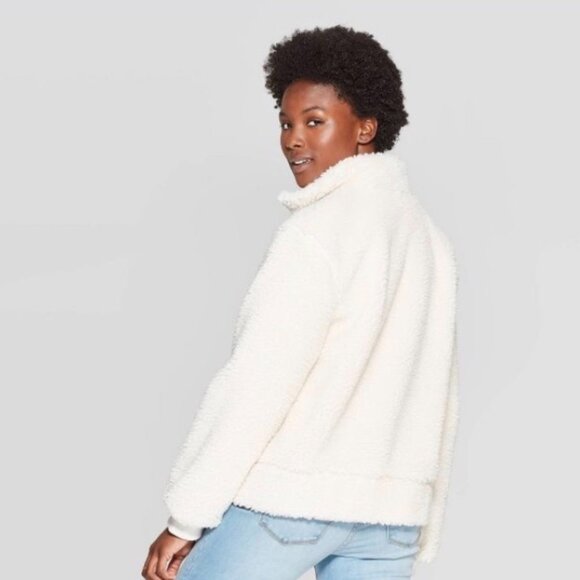 Universal Thread Sherpa Bomber Jacket in Ivory, Size Small - Picture 2 of 14